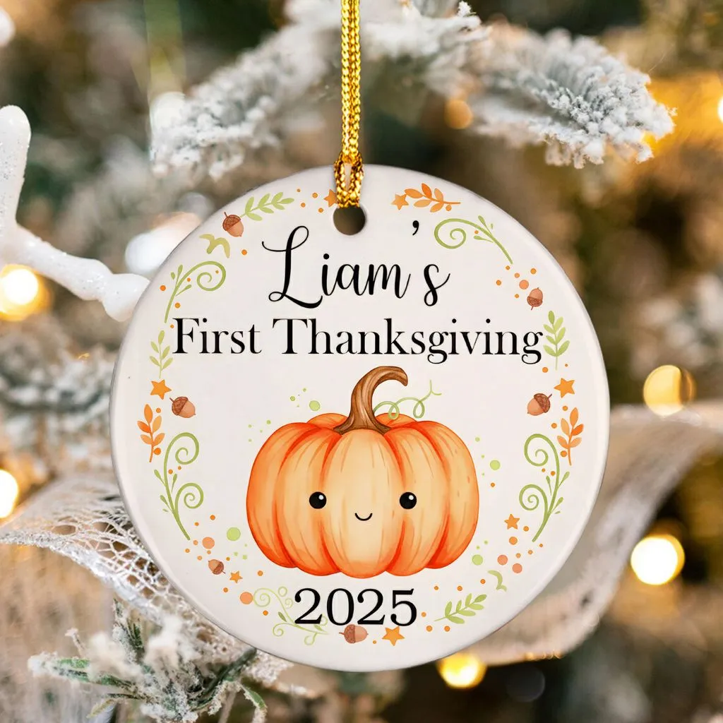 Personalized First Thanksgiving Ornament | Custom Holiday Keepsake | Unique Gift for New Families - Image 6