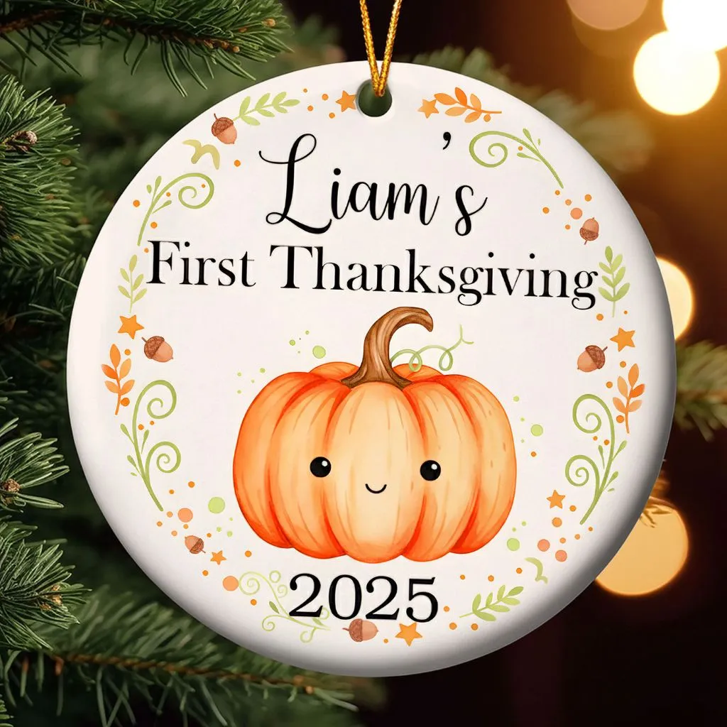 Personalized First Thanksgiving Ornament | Custom Holiday Keepsake | Unique Gift for New Families