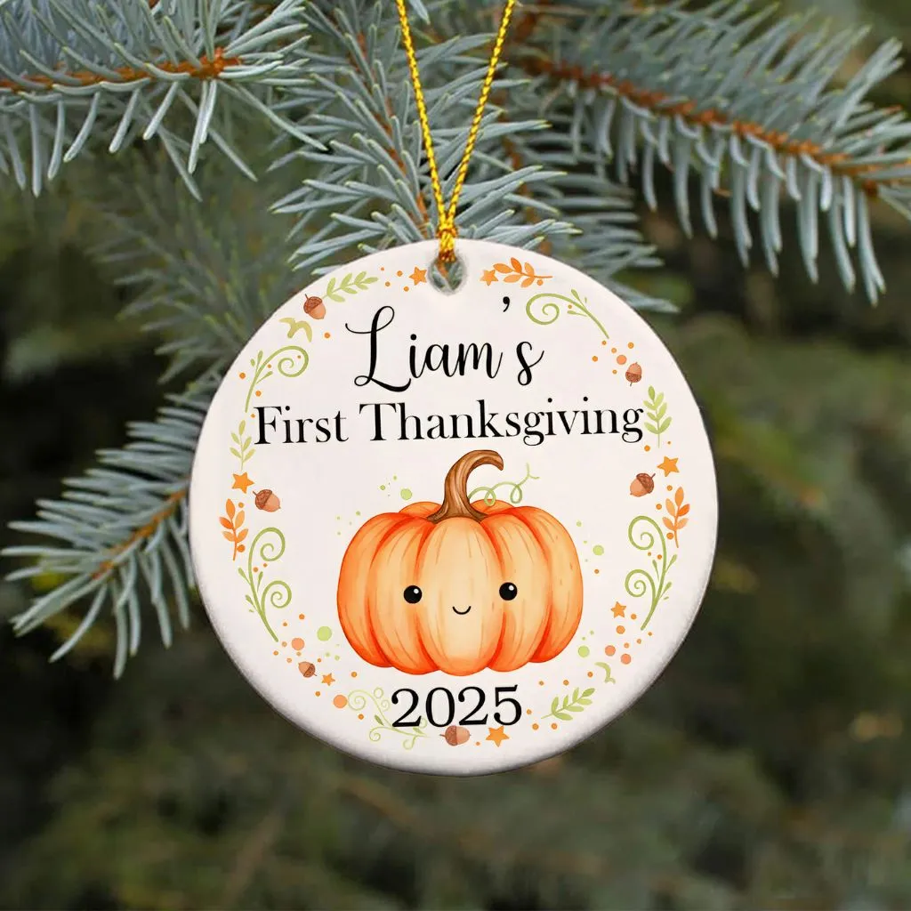 Personalized First Thanksgiving Ornament | Custom Holiday Keepsake | Unique Gift for New Families - Image 5