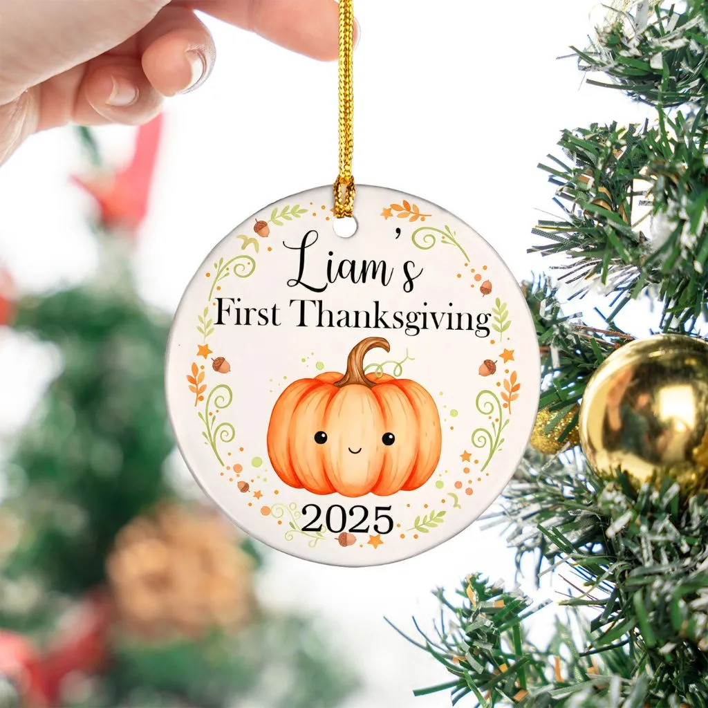 Personalized First Thanksgiving Ornament | Custom Holiday Keepsake | Unique Gift for New Families - Image 3