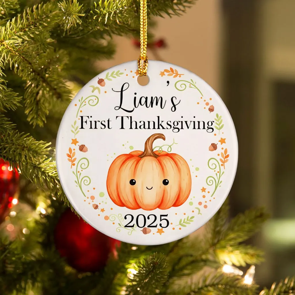 Personalized First Thanksgiving Ornament | Custom Holiday Keepsake | Unique Gift for New Families - Image 2