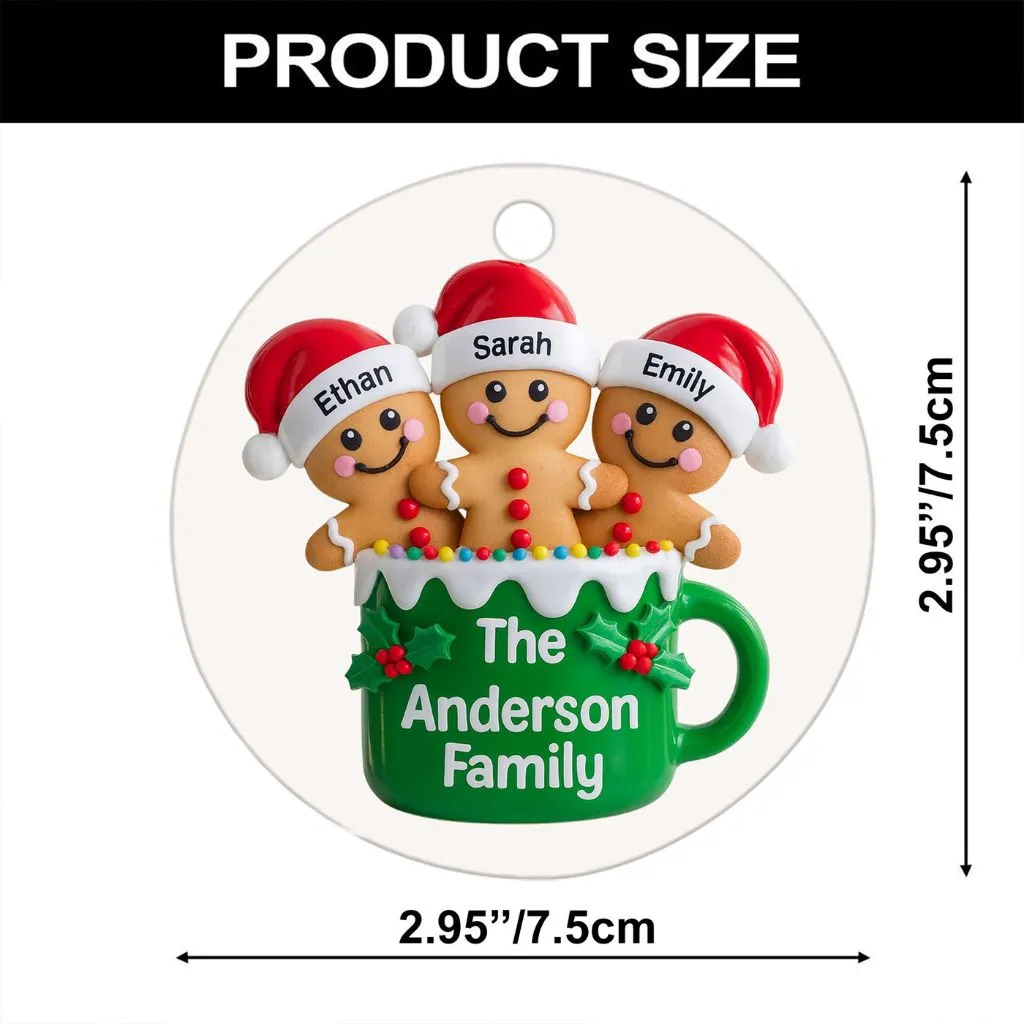 Personalized Gingerbread Family Ornament | Custom Holiday Keepsake | Perfect Gift for Family Gatherings - Image 2