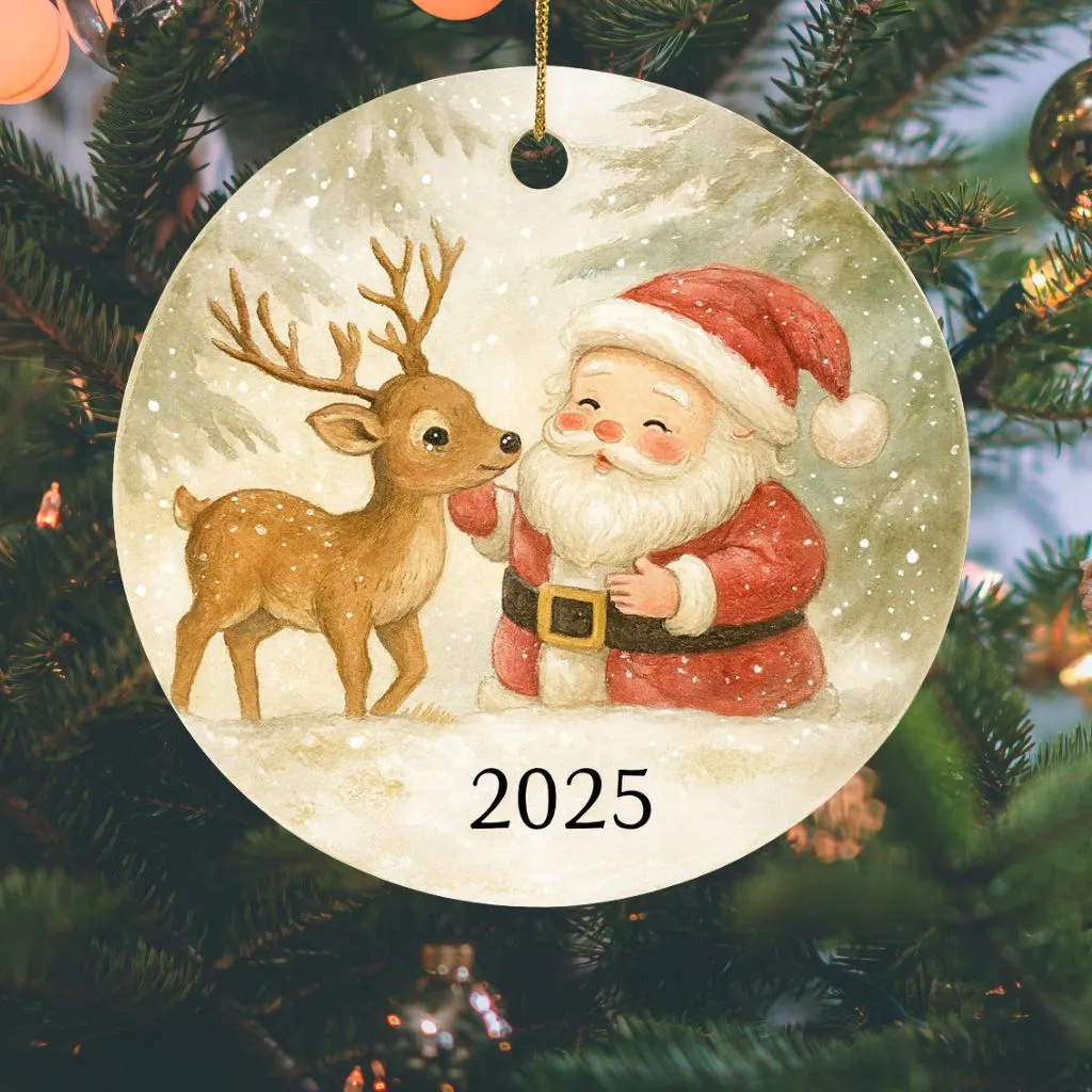 Personalized Kids Christmas Ornament Santa | Customized Santa Holiday Keepsake | Child’s Name Tree Decoration - Image 2
