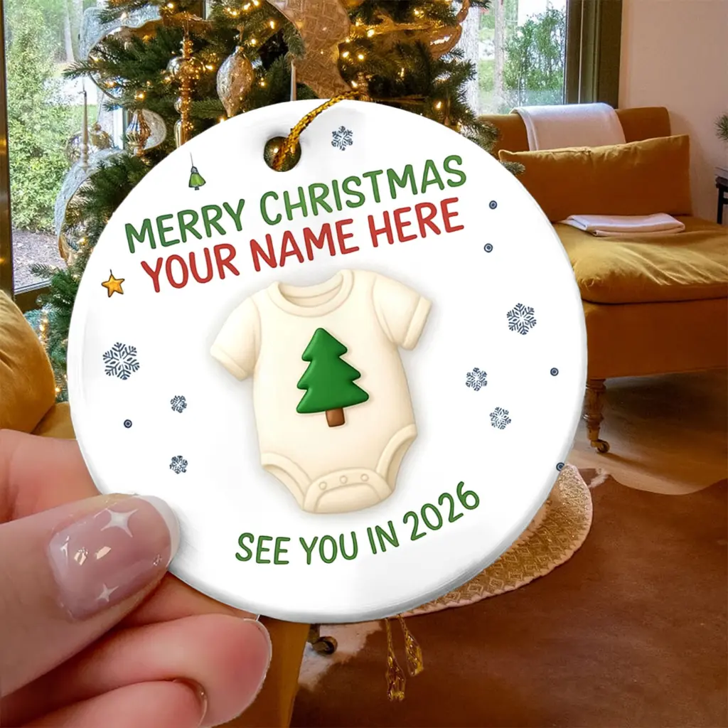Personalized Minimalist Pregnancy Announcement Ornament | Custom Expecting Baby Gift for Grandparents - Image 8