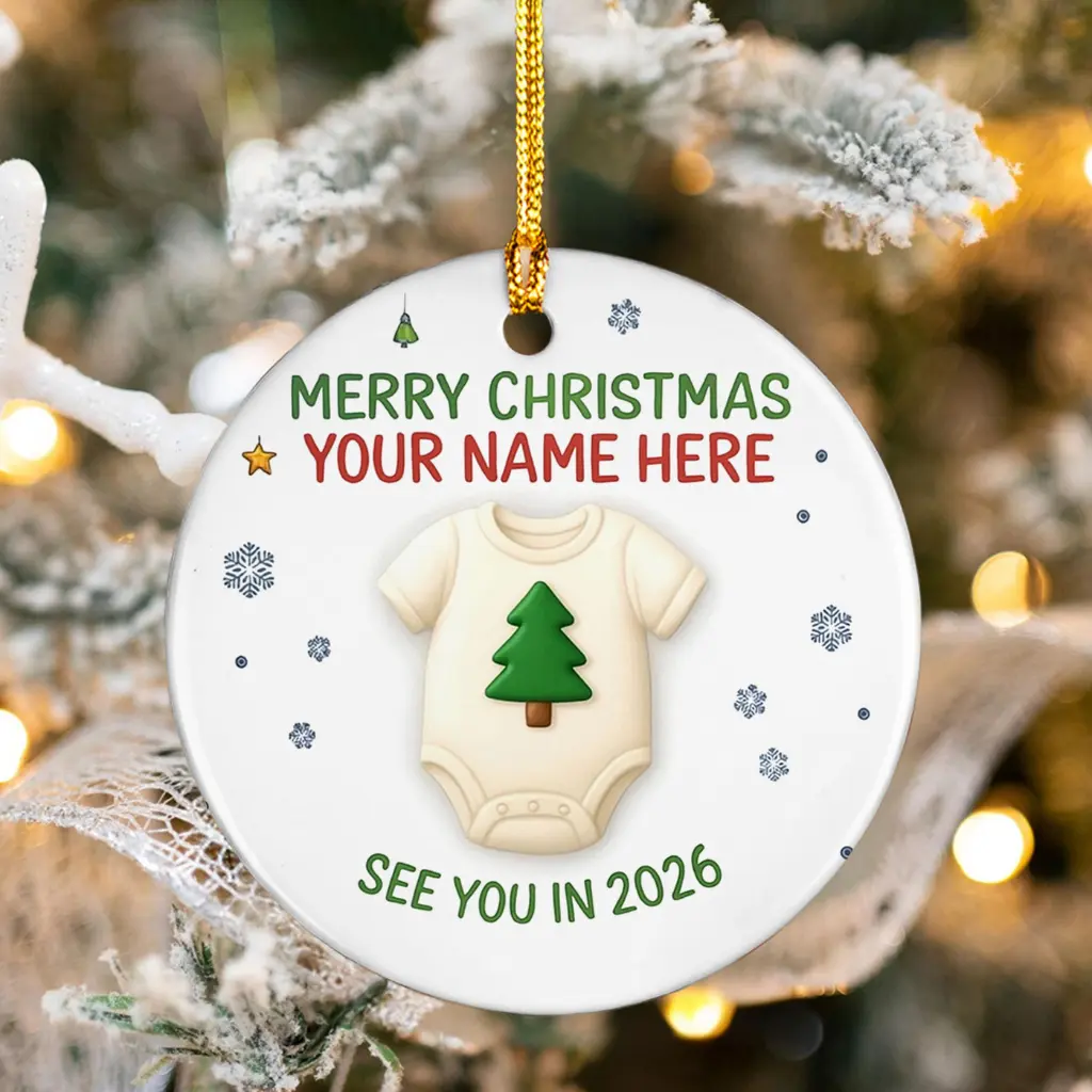Personalized Minimalist Pregnancy Announcement Ornament | Custom Expecting Baby Gift for Grandparents - Image 7