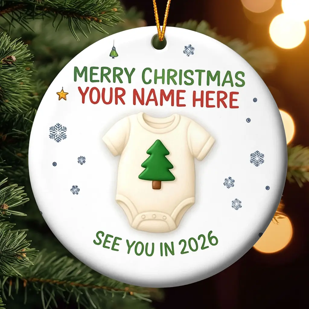Personalized Minimalist Pregnancy Announcement Ornament | Custom Expecting Baby Gift for Grandparents