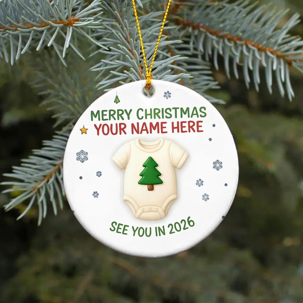 Personalized Minimalist Pregnancy Announcement Ornament | Custom Expecting Baby Gift for Grandparents - Image 5