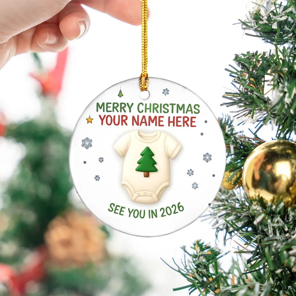 Personalized Minimalist Pregnancy Announcement Ornament | Custom Expecting Baby Gift for Grandparents - Image 4