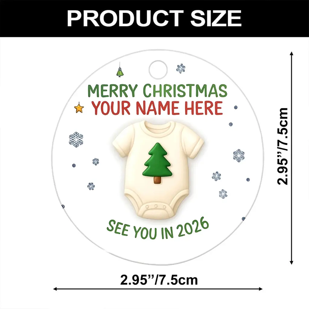 Personalized Minimalist Pregnancy Announcement Ornament | Custom Expecting Baby Gift for Grandparents - Image 3