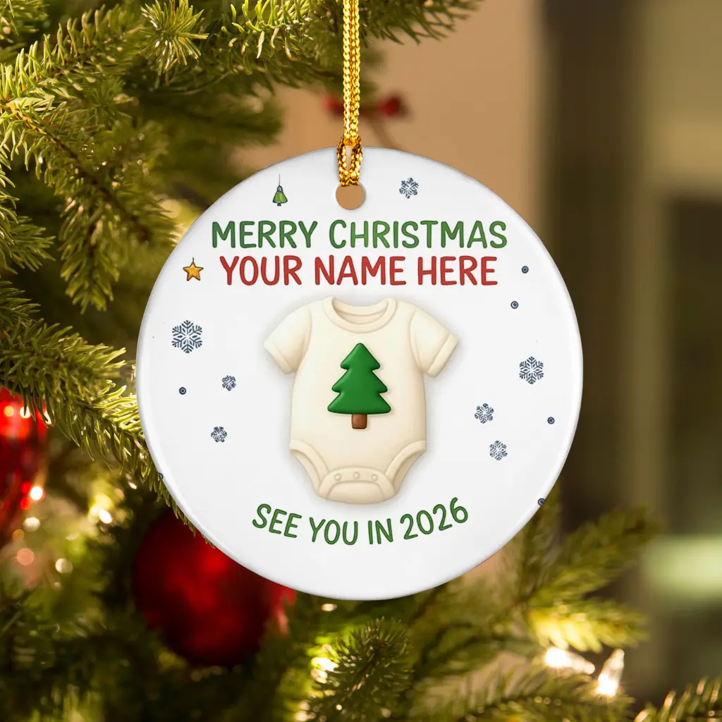 Personalized Minimalist Pregnancy Announcement Ornament | Custom Expecting Baby Gift for Grandparents - Image 2