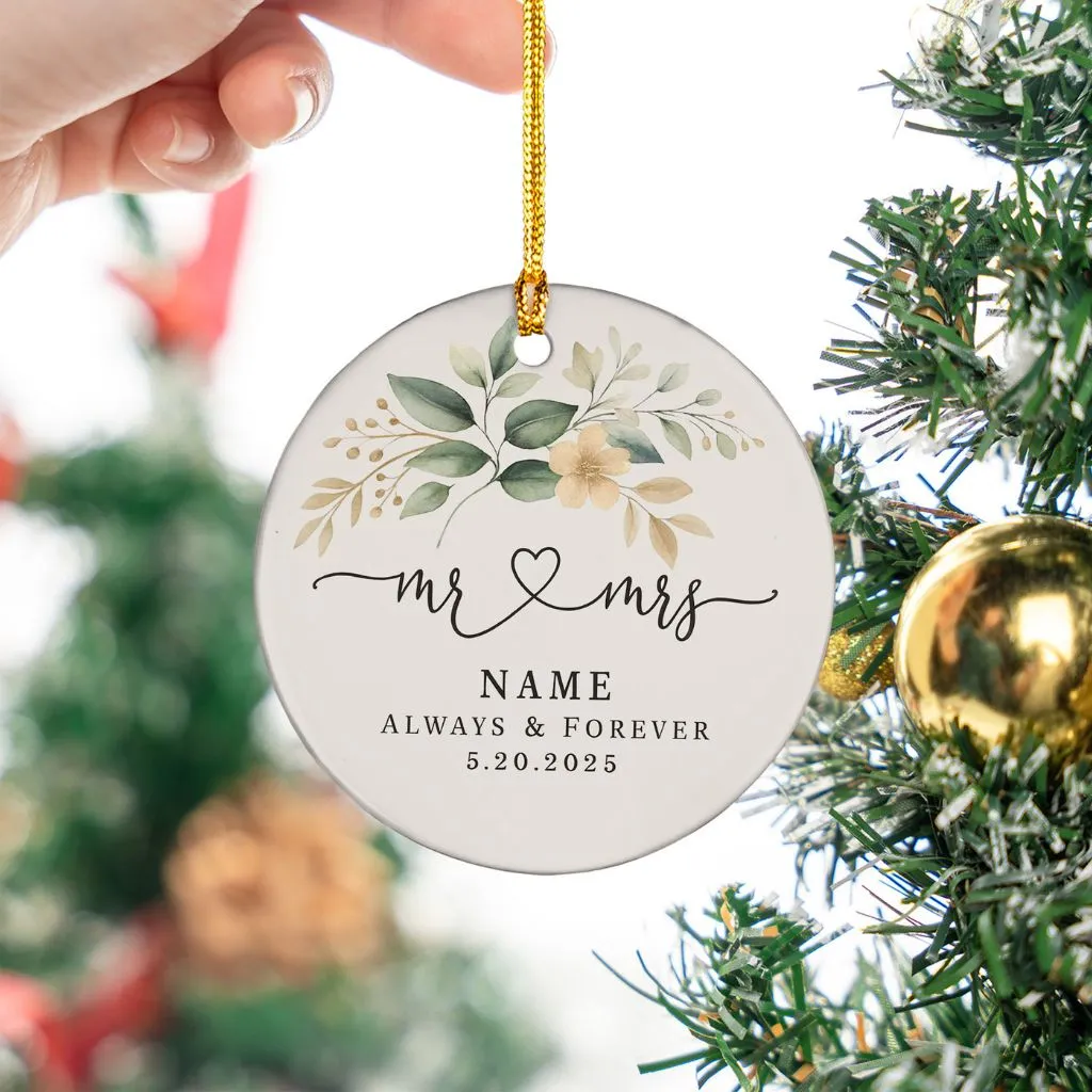 Personalized Mr And Mrs Ornament Ceramic | Custom Wedding Keepsake | Unique Gift for Newlyweds - Image 5