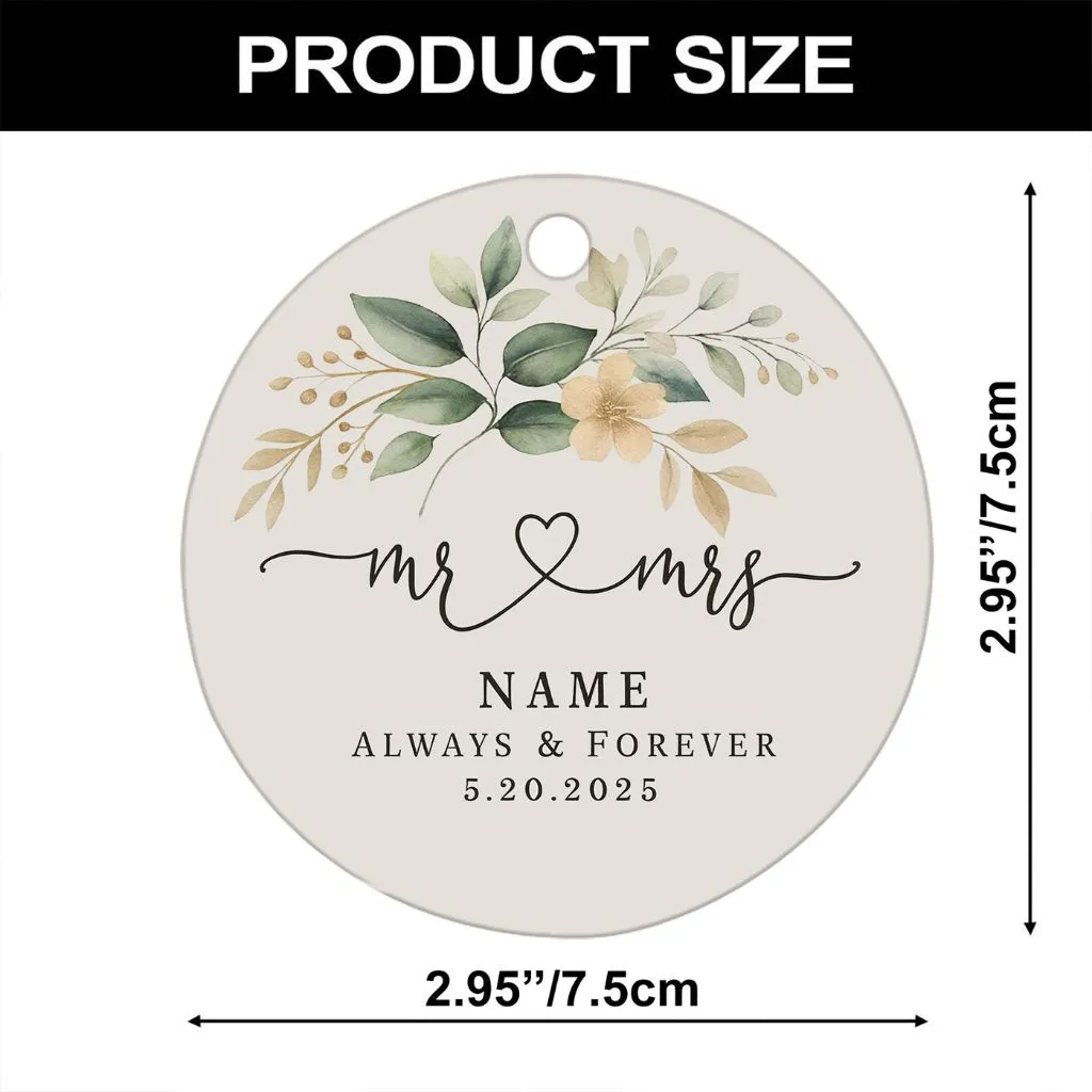 Personalized Mr And Mrs Ornament Ceramic | Custom Wedding Keepsake | Unique Gift for Newlyweds - Image 2