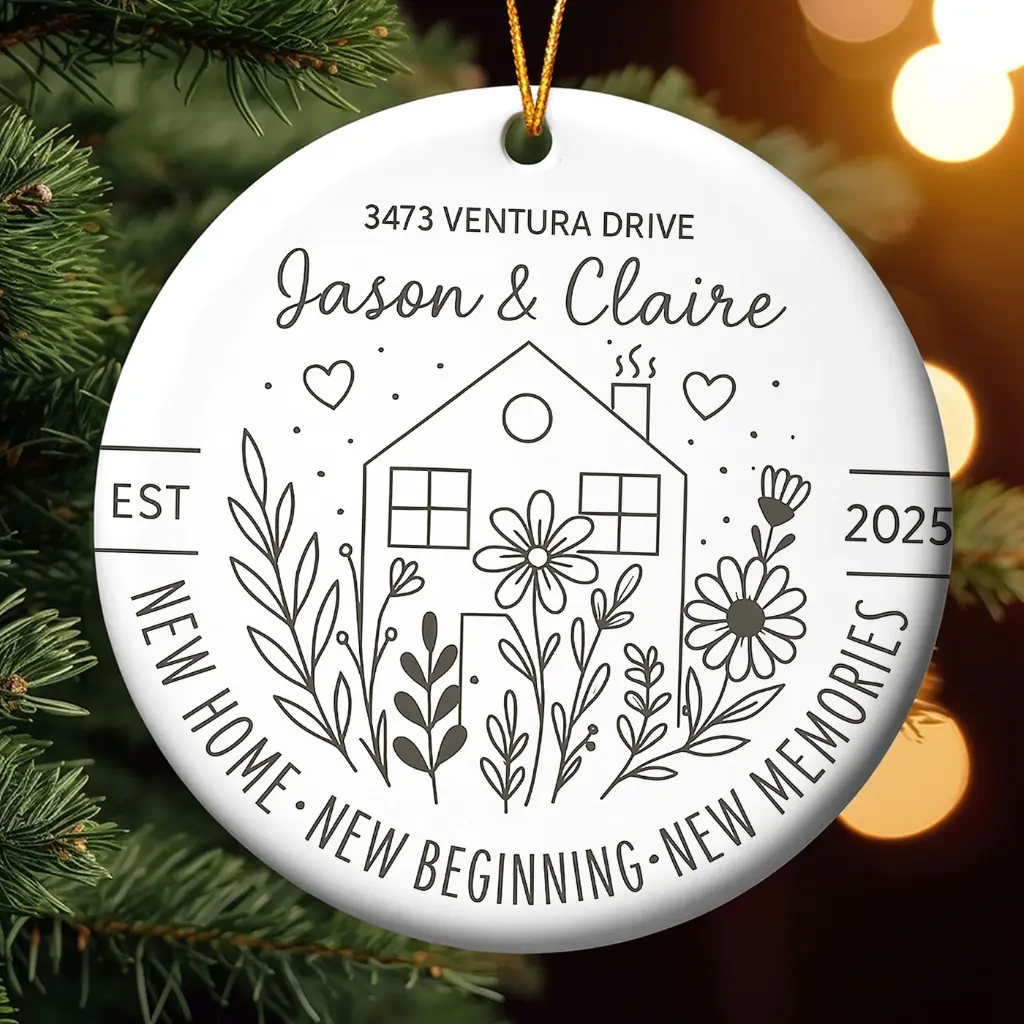 Personalized New Home Ornament 2025 | Custom New House Address & Name Gift for Homeowners