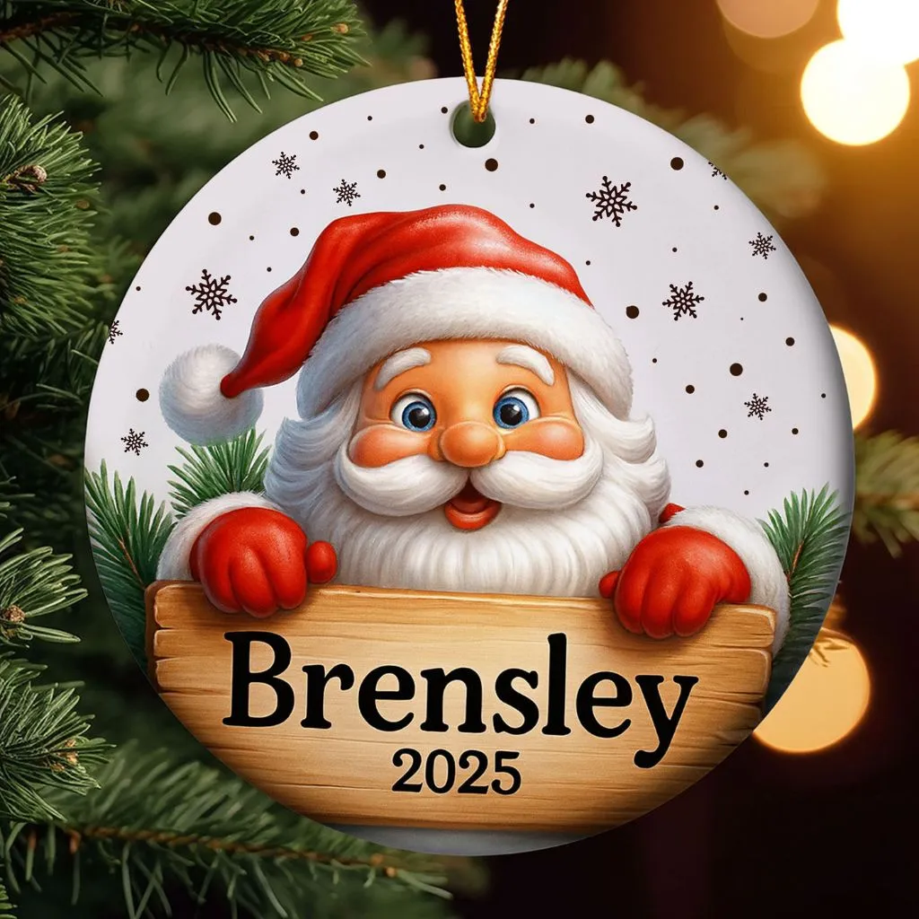 Personalized Santa Christmas Ornament 2025 | Custom Holiday Keepsake | Unique Gift for Kids & Santa Lovers