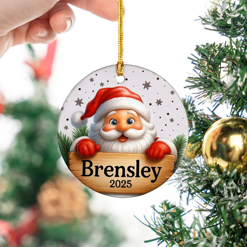 Personalized Santa Christmas Ornament 2025 | Custom Holiday Keepsake | Unique Gift for Kids & Santa Lovers - Image 3