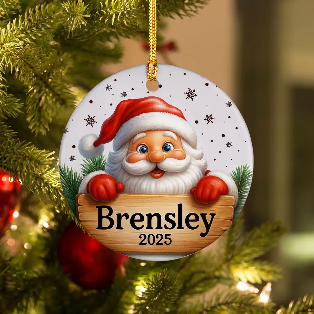 Personalized Santa Christmas Ornament 2025 | Custom Holiday Keepsake | Unique Gift for Kids & Santa Lovers - Image 2