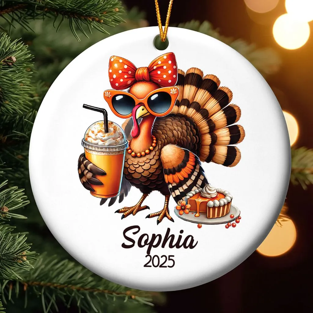Personalized Turkey Chicken Christmas Ornament 2D | Custom Holiday Farm Animal Decor | Unique Gift for Animal Lovers