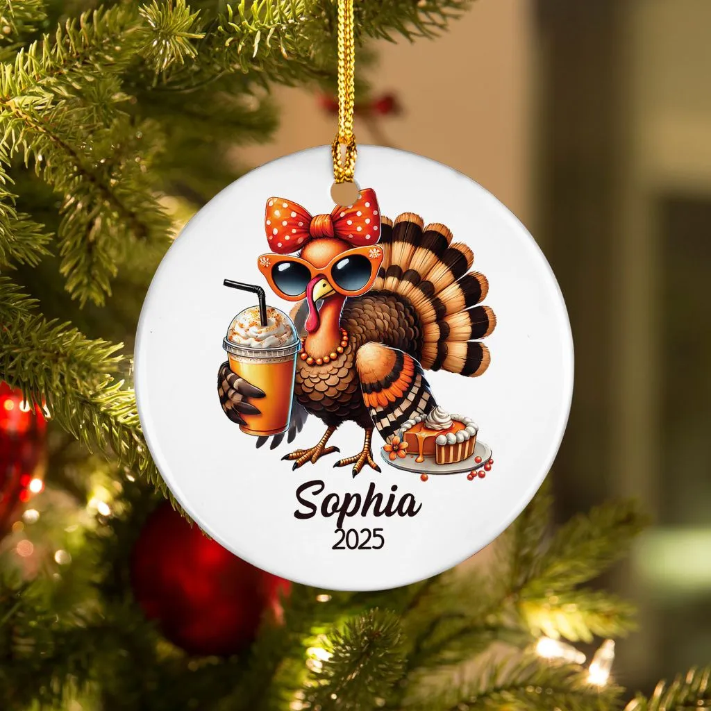 Personalized Turkey Chicken Christmas Ornament 2D | Custom Holiday Farm Animal Decor | Unique Gift for Animal Lovers - Image 2
