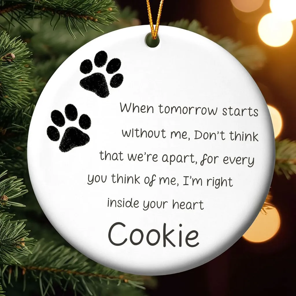 Pet Paw Bauble With Memorial Ornament | Custom Pet Loss Keepsake | Sympathy Gift for Pet Owners