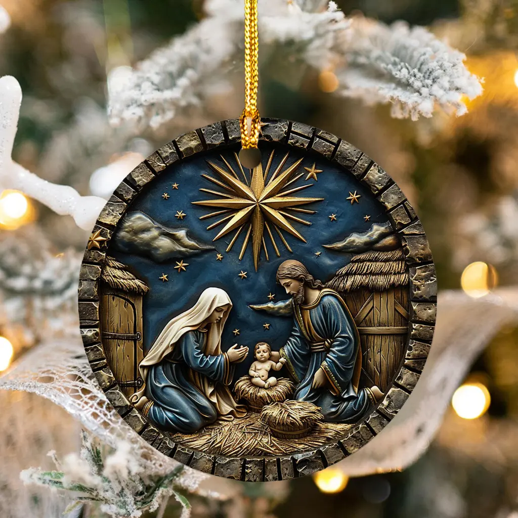 Religious Christmas Ornament Exchange Gift - High-Quality Ceramic Baby Jesus Manger Scene - Christian Keepsake Decoration for the Holiday Season - Image 7