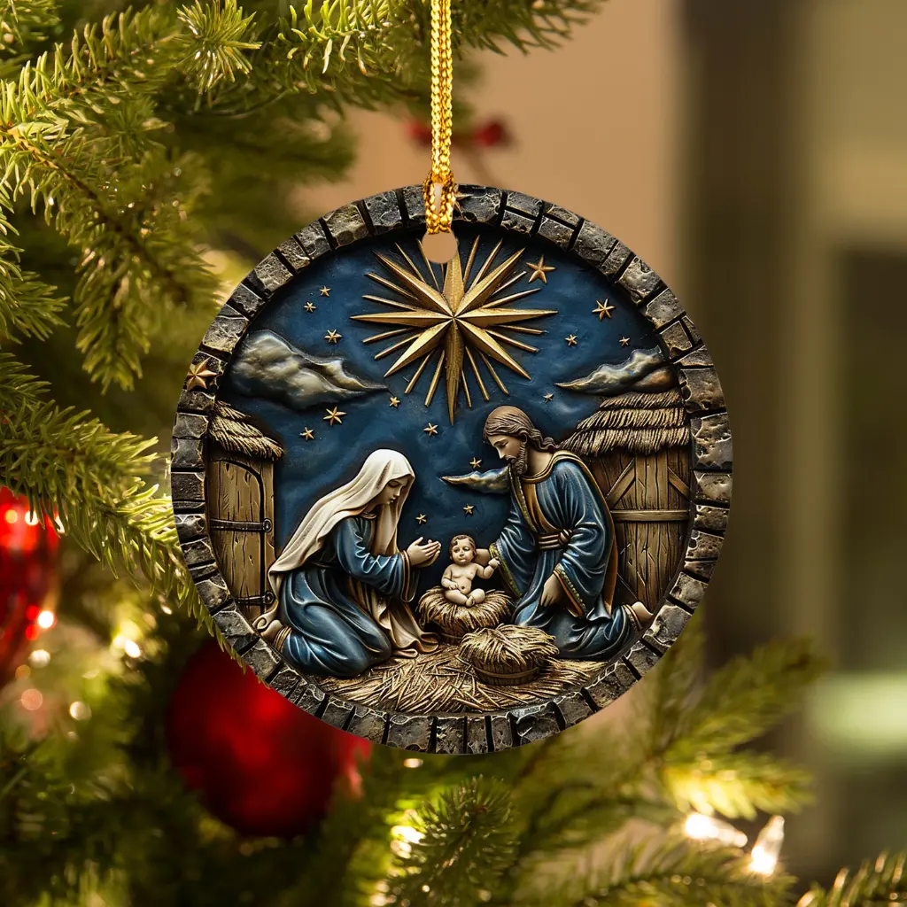 Religious Christmas Ornament Exchange Gift - High-Quality Ceramic Baby Jesus Manger Scene - Christian Keepsake Decoration for the Holiday Season - Image 2