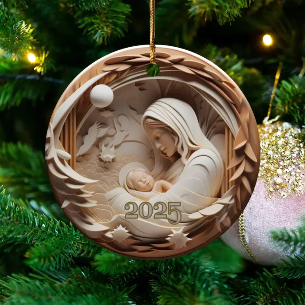 Round Ceramic Heirloom Keepsake | Heirloom 2025 Christmas Ornament | Unique Holiday Gift Exchange Idea