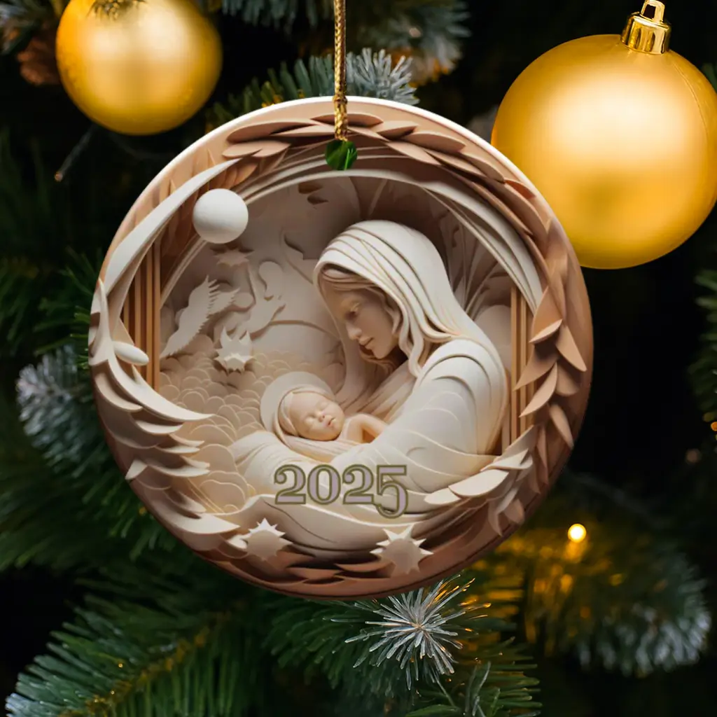 Round Ceramic Heirloom Keepsake | Heirloom 2025 Christmas Ornament | Unique Holiday Gift Exchange Idea - Image 4