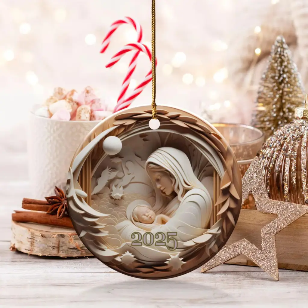 Round Ceramic Heirloom Keepsake | Heirloom 2025 Christmas Ornament | Unique Holiday Gift Exchange Idea - Image 2