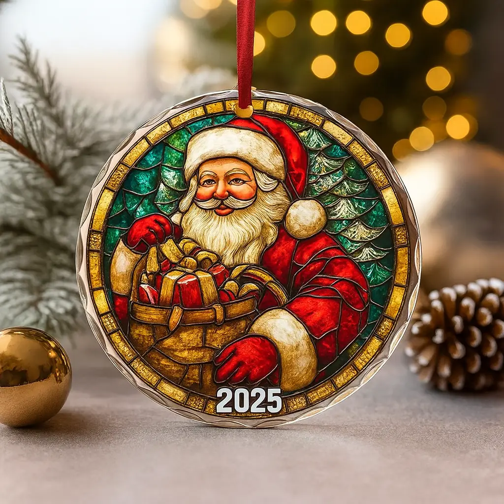 Snowman Christmas Ornament 2025 | Stained Glass Style Tree Decoration | Whimsical Holiday Keepsake Gift - Image 4