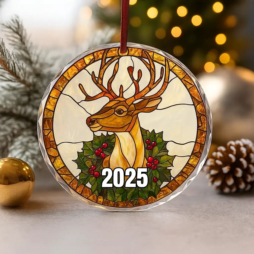 Snowman Christmas Ornament 2025 | Stained Glass Style Tree Decoration | Whimsical Holiday Keepsake Gift - Image 5