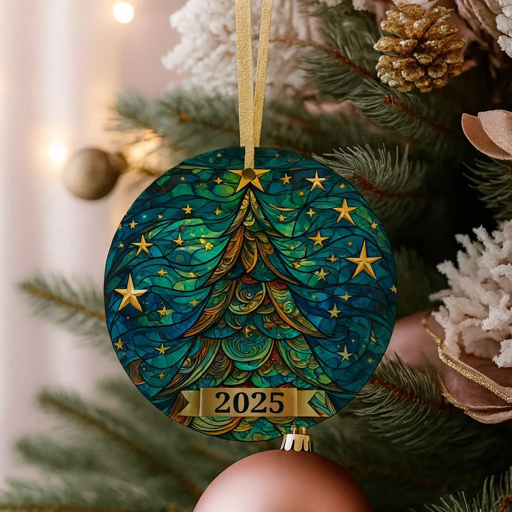 Stained Ceramic Holiday Ornament | Classic Christmas Tree Decoration | Festive Keepsake - Image 5
