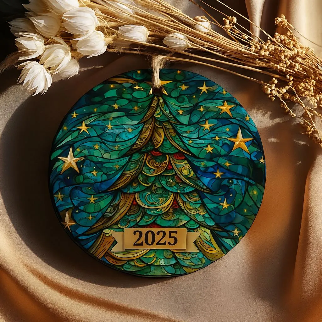 Stained Ceramic Holiday Ornament | Classic Christmas Tree Decoration | Festive Keepsake - Image 3