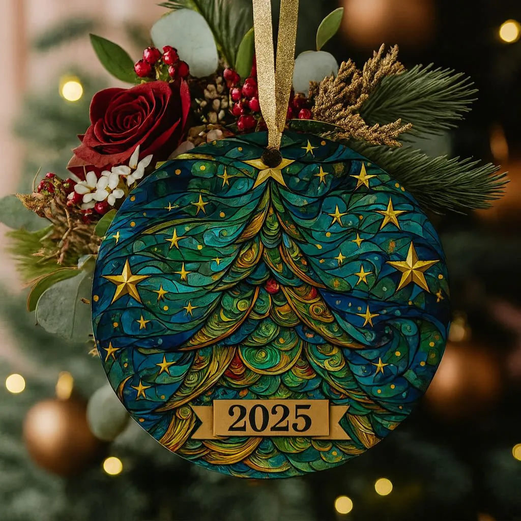 Stained Ceramic Holiday Ornament | Classic Christmas Tree Decoration | Festive Keepsake - Image 4