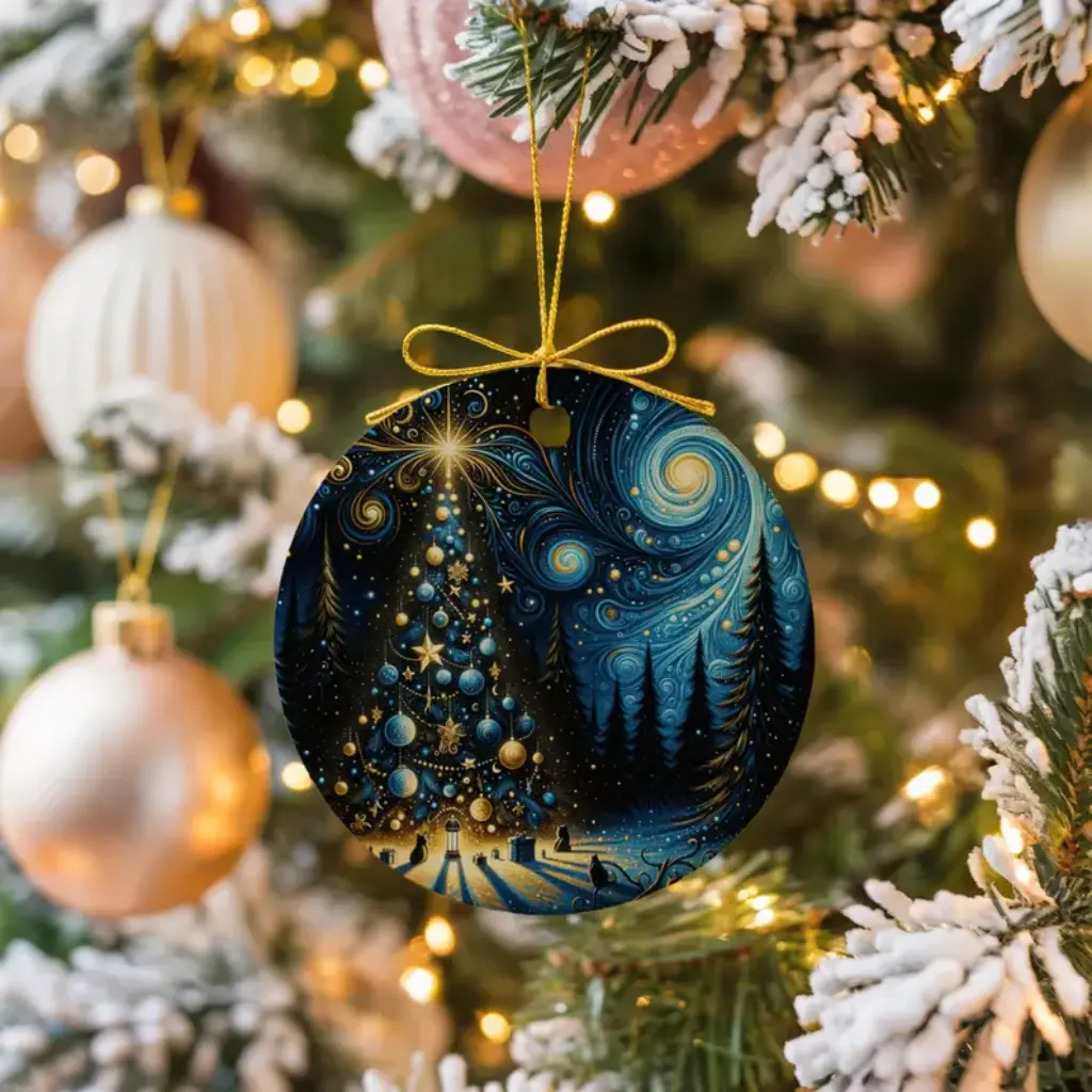 Starry Night Christmas Ornament | Van Gogh Inspired Art Heirloom | Unique Xmas Tree Decor, Holiday Gift Idea - Image 4