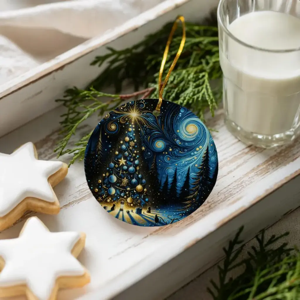 Starry Night Christmas Ornament | Van Gogh Inspired Art Heirloom | Unique Xmas Tree Decor, Holiday Gift Idea - Image 5