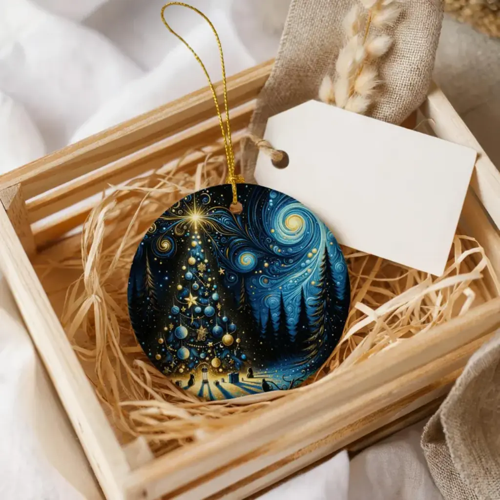 Starry Night Christmas Ornament | Van Gogh Inspired Art Heirloom | Unique Xmas Tree Decor, Holiday Gift Idea - Image 6