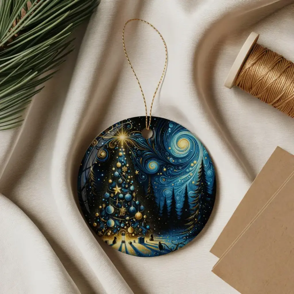 Starry Night Christmas Ornament | Van Gogh Inspired Art Heirloom | Unique Xmas Tree Decor, Holiday Gift Idea - Image 7