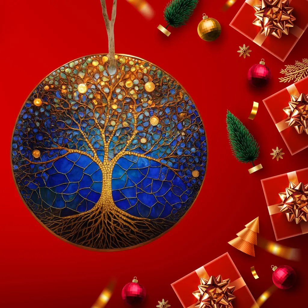2025 Tree of Life Christmas Ornament | Ceramic Suncatcher with Faux Stained Glass Effect | Festive Holiday Home Decoration - Image 3