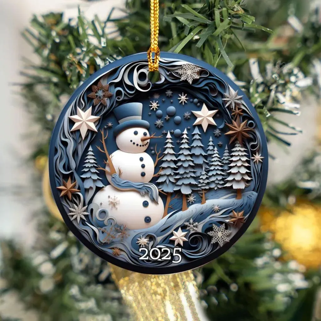 Vintage Snowman Ceramic Ornament 2025| Classic Christmas Tree Decor | Holiday Gift Keepsake - Image 5