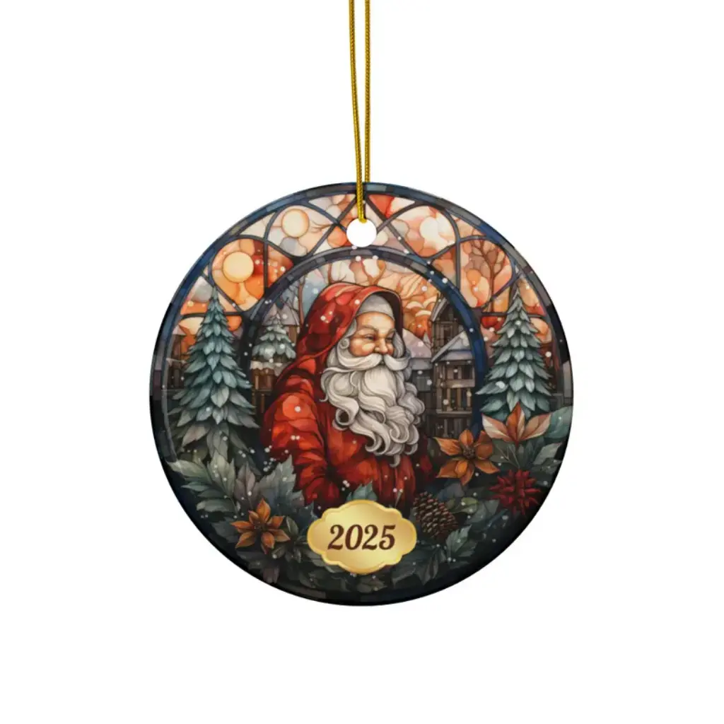 Xmas Tree Decoration, Dated Round Ceramic Heirloom, Christmas 2025 Ornament & Holiday Gift - Image 3