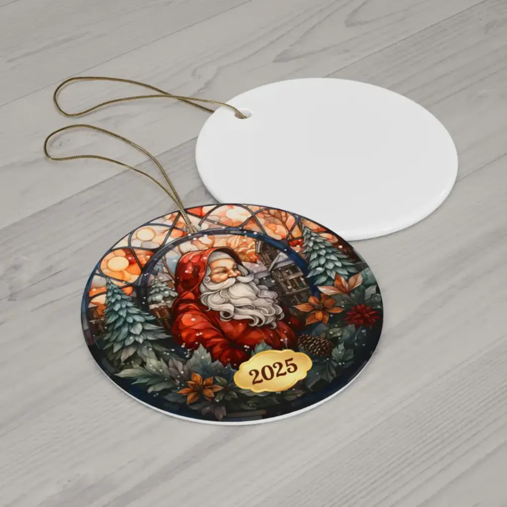 Xmas Tree Decoration, Dated Round Ceramic Heirloom, Christmas 2025 Ornament & Holiday Gift - Image 4