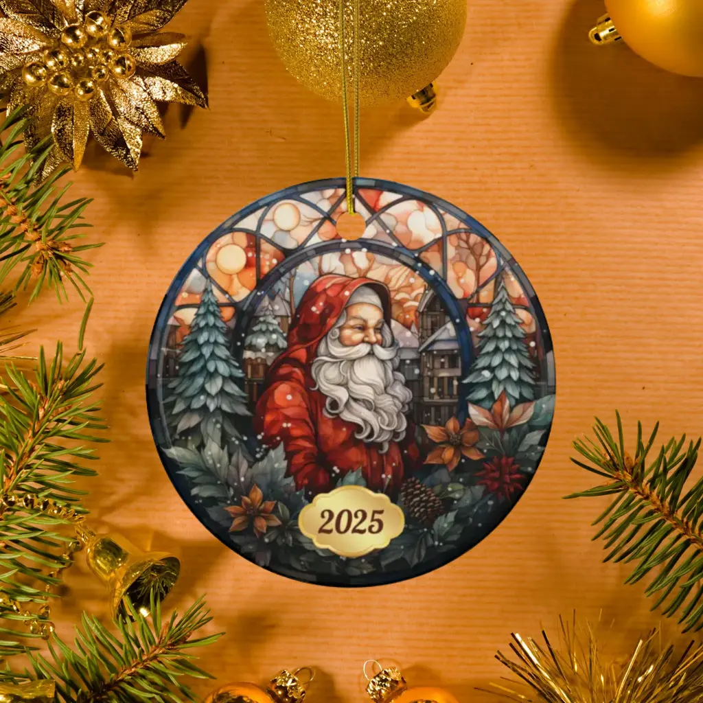 Xmas Tree Decoration, Dated Round Ceramic Heirloom, Christmas 2025 Ornament & Holiday Gift - Image 5