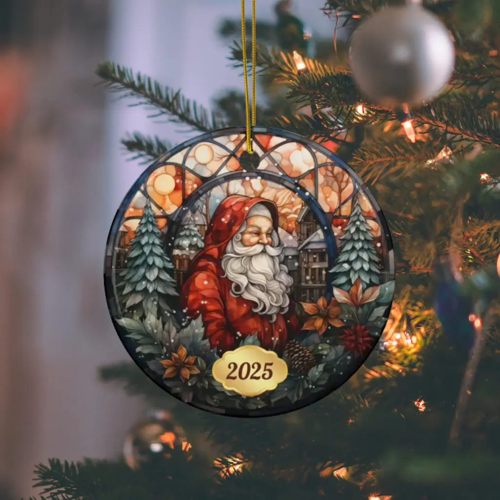 Xmas Tree Decoration, Dated Round Ceramic Heirloom, Christmas 2025 Ornament & Holiday Gift - Image 6