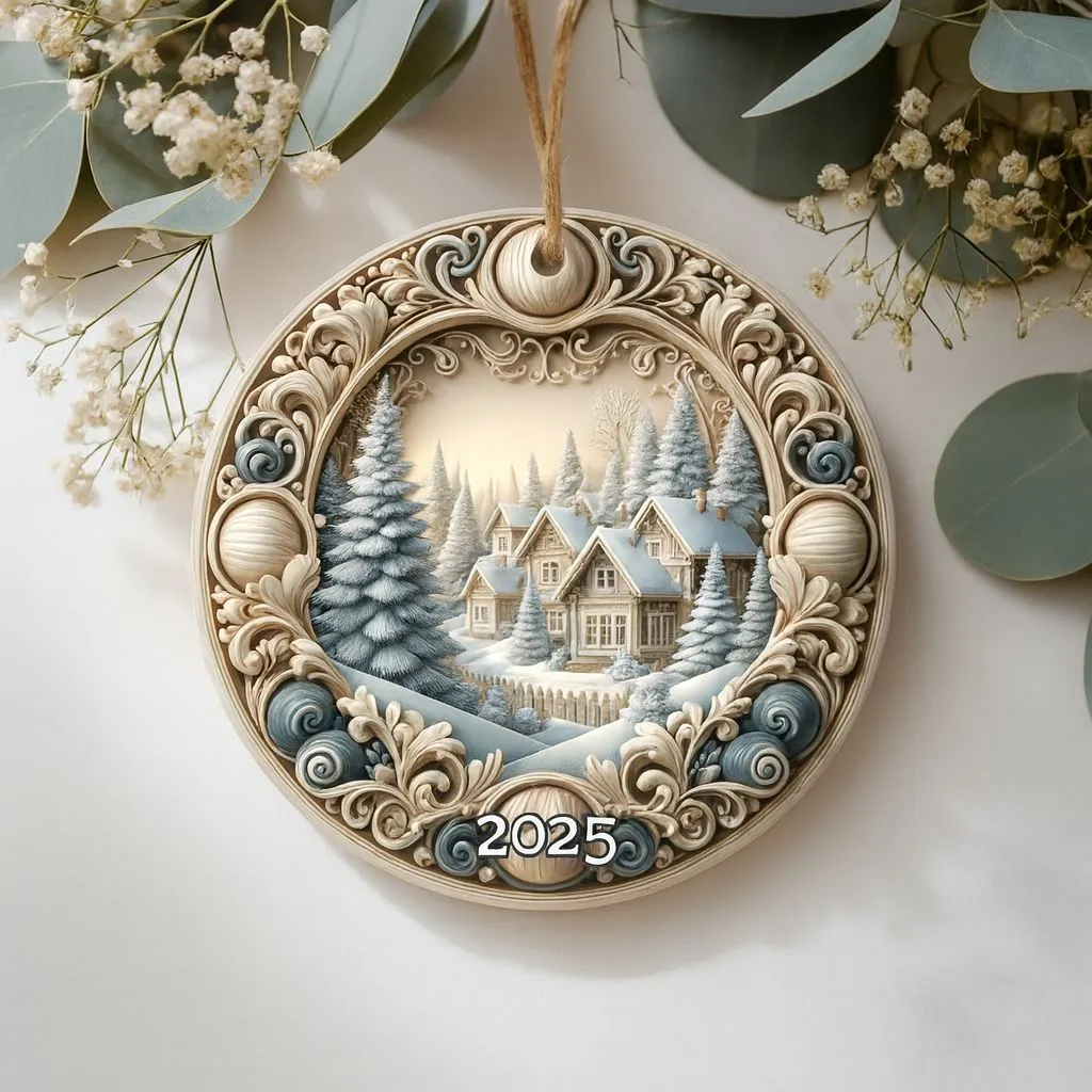 Xmas Tree and New Home Ornament 2025 | Holiday Ceramic Keepsake | Dated Christmas Decoration - Image 3
