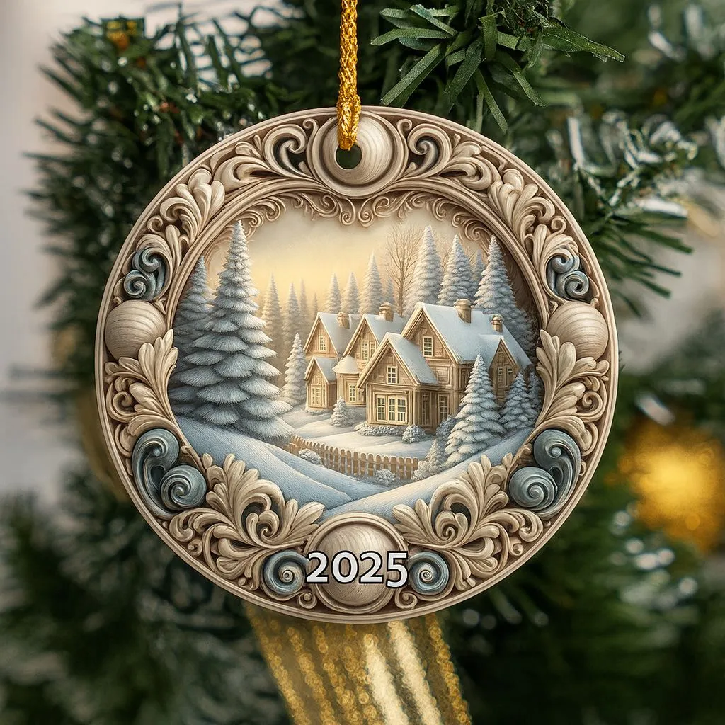 Xmas Tree and New Home Ornament 2025 | Holiday Ceramic Keepsake | Dated Christmas Decoration - Image 2